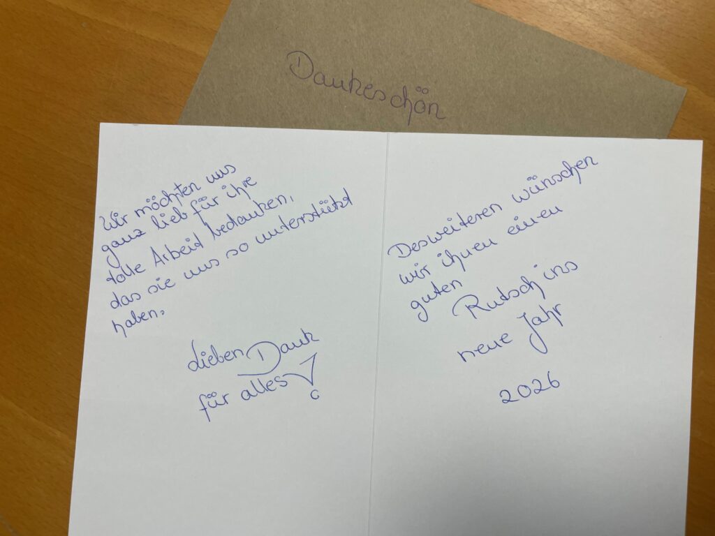 Dankeskarte einer Kundin